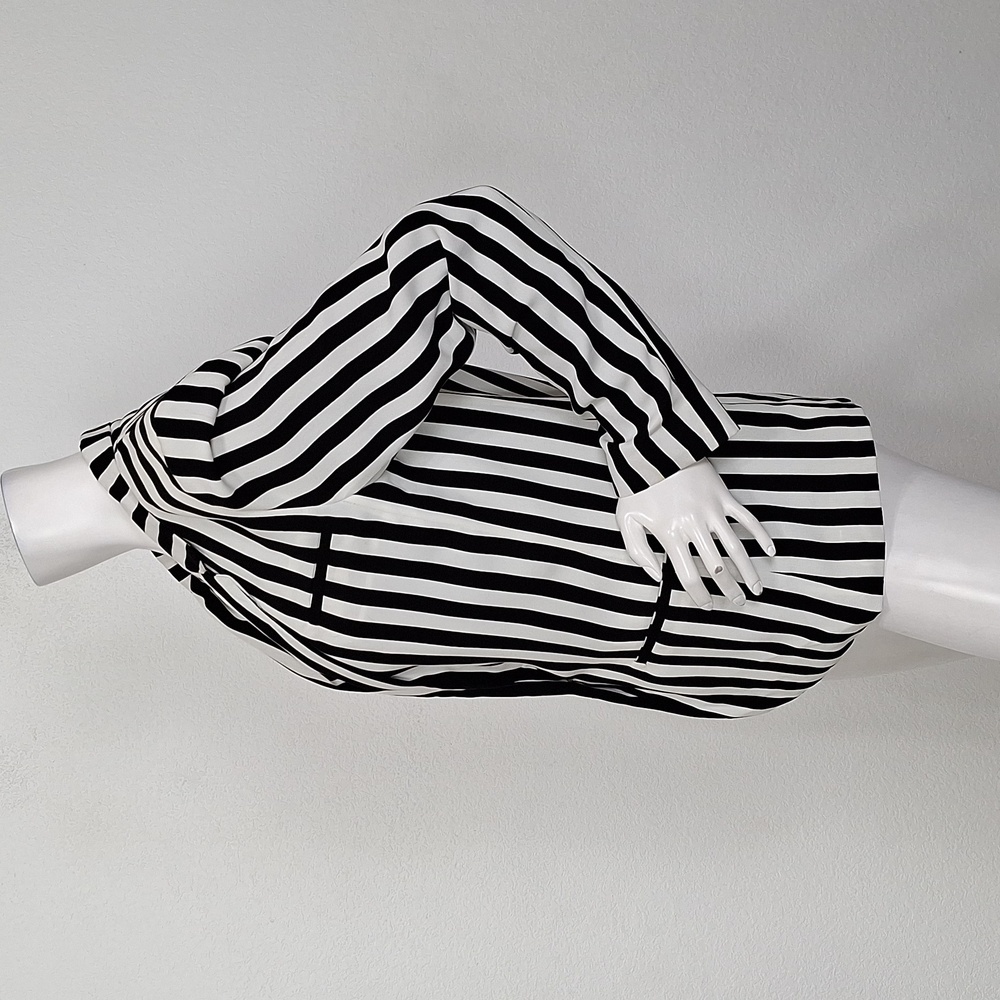 Silence + Noise NWOT Black White Striped One Button Retro Blazer Jacket Size M - Picture 9 of 13